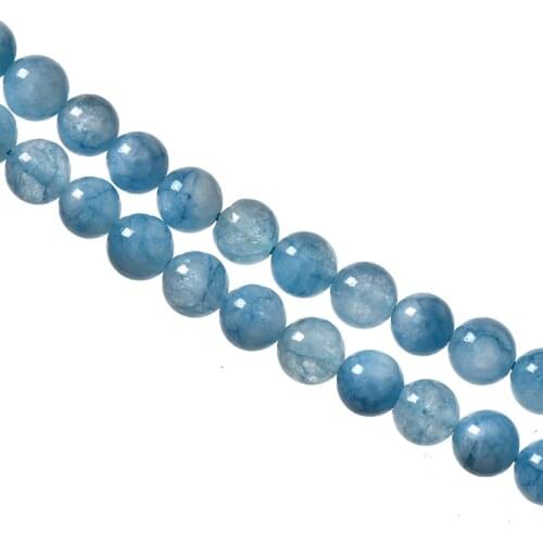 Pick Size 6/8/10mm Round Blue Crystal Sponge Aquamarine Beads For Diy jewelry Bracelets Necklace 16inch H758