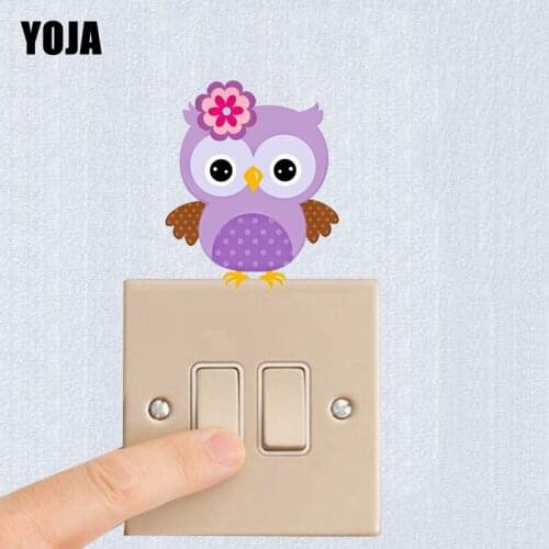 YOJA Funny Personalized Colored Beautiful Owl Decor Switch Living Room Bedroom Wall Sticker 10SS0218