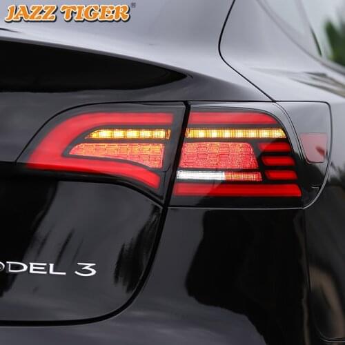 Car LED Tail Light Taillight For Tesla Model 3 2016 - 2021 Rear Running Light + Brake + Reverse Lamp + Dynamic Turn Signal