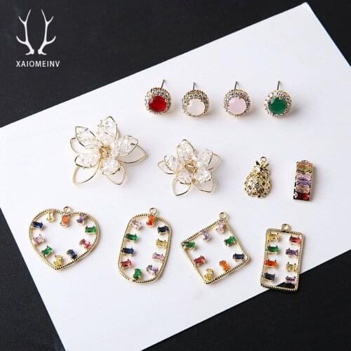 2pcs Womens Flower Fashion New 2020 Korean Trendy Zircon Heart-shaped Geometric Stud Earrings for Girls Jewelry Accessories