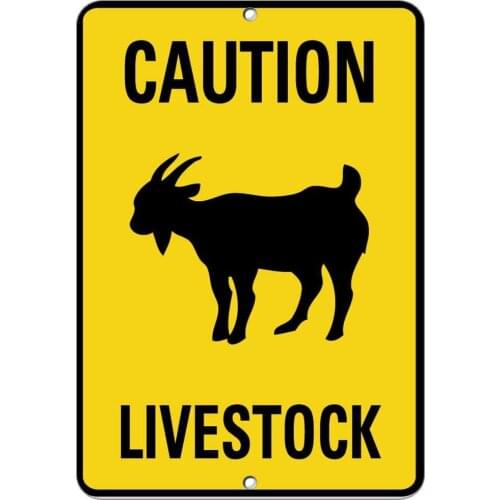 ZJLVMF 12x16 Inches Tin Sign Metal Sign Livestock Caution Goat Theme Wall Decor Gift Retro Home Bar Kitchen Gar