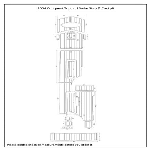 2004 Conquest TopCat 1 Swim Step & Cockpit Pad Boat EVA Teak Decking 1/4" 6mm