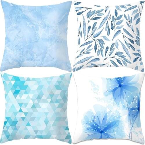 45*45cm Lake Blue Marble Geometric Sofa Cushion Cover Decorative Pillowcase Polyester Throw Pillow Cases Home Decor Pillowcover