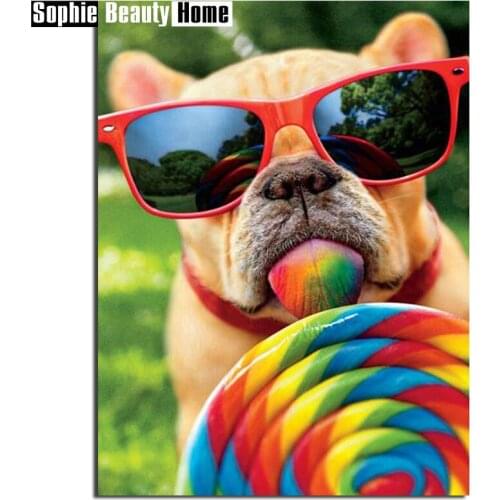 Diamond Embroidery Dog And Donuts Mosaic Crystal 5D Cross Stitch Full Drill Diamond Painting DIY Sticker Decor Patterns 060408