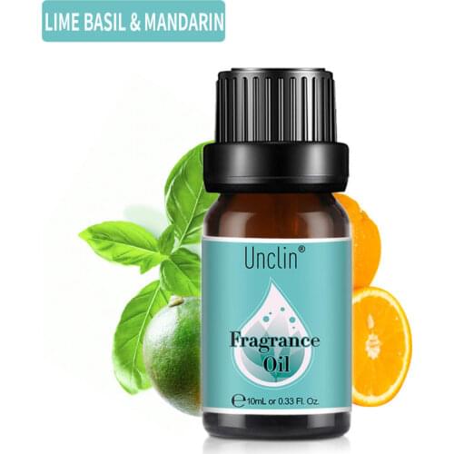 Unclin 10ml Lime Basil & Mandarin Fragrance Oil For Aromatherapy Humidifier Air Fresh Flowerbomb Flower Fruit Essential Oils