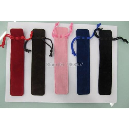 Free shiping 3.5*17cm velvet jewelry pouch velvet pouch pen pouch velvet record pen pouch ball pen bag custom logo