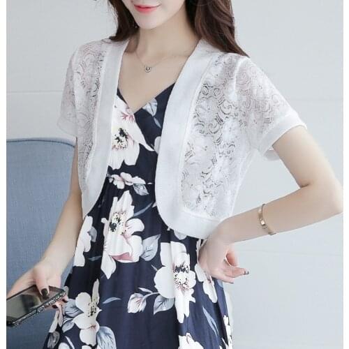 White Black Women Bolero Summer Short Sleeve Shrug Bolero Lace Bridal Cape Jacket Elegant Wraps Beach Shawl Bridal Bolero