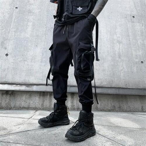 Spring Summer Men Sides Multi Pockets Hip Hop Cargo Pants Korean Style Techwear Trousers Man Vintage Casual Streetwear Joggers