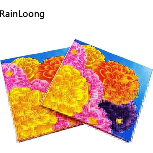 [RainLoong] Chrysanthemum Paper Napkins Mum Flower Festive & Party Supplies Tissue Napkins Decoupage 33*33cm 1 pack