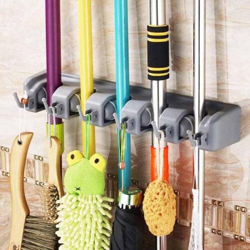 Brush Broom Holder Kitchen Organizer Wall Mounted Storage Rack Mop Holder Hanging Kitchen Organizer Bathroom Shelves
