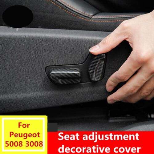 For Peugeot 5008 3008 Car styling Interior ABS Carbon fiber auto Seat adjustment button switch cover decorative case Knob trim