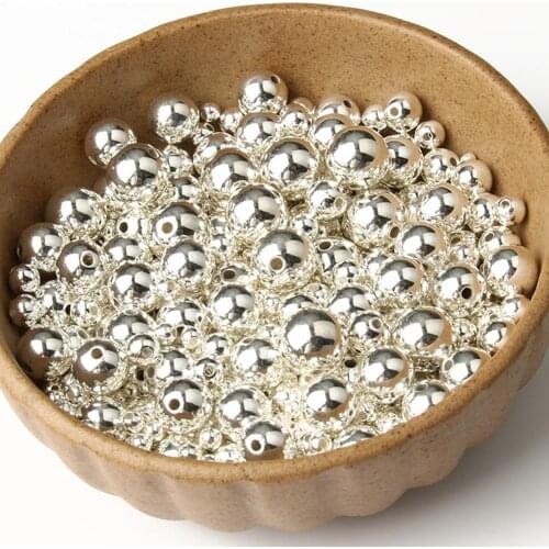 30-500pcs 3 4 6 8 10 12mm Silver Color Round CCB Acrylic Seed Spacer Beads For Jewelry making Supplies Accessories DIY Bracelet