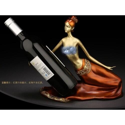 Limited Edition # TOP COOL Upscale hotel Club HOME OFFICE TOP ART COLOR BRASS WOMAN RED Wine Rack stents original Artwork