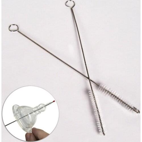 2Pcs Reusable Stainless Steel Drinking Straws Cleaning Brush Cleans Sippy Cup Straws Silicone Thermos Straws