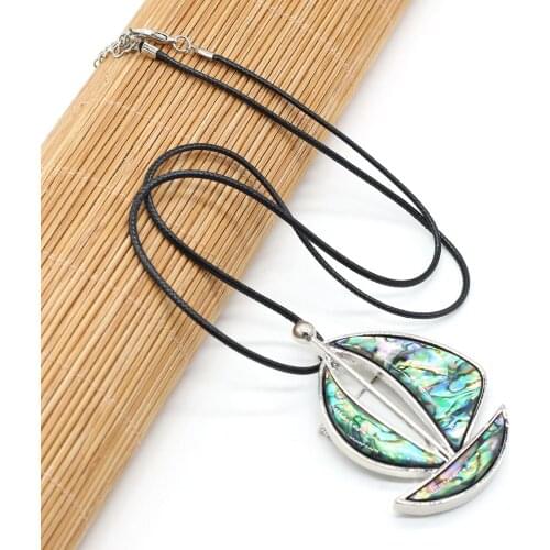 Fashion Sailboat Shell Pendant Necklace Natuarl Abalone Shell Pendant Necklace fit Jewerly Gift Length 55+5cm Size 40x56mm