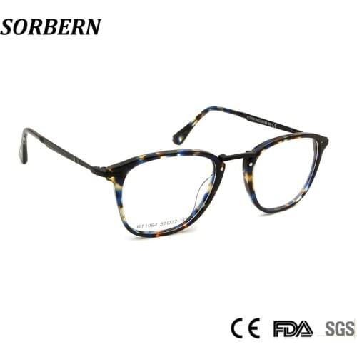SORBERN Alloy Metal Eyeglasses Frame Acetate Glasses Vintage Women Men Round Optical Frames Multi Color Spectacle Myopia Eyewear