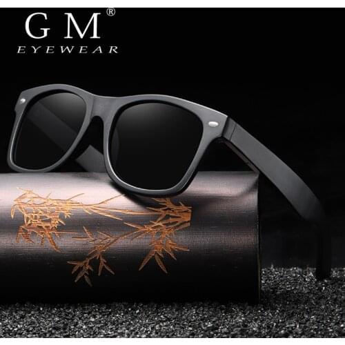 GM New 100% Real Wood Sunglasses Polarized Handmade Bamboo Mens Sunglasses Sun glasses Men Gafas Oculos De Sol Mader