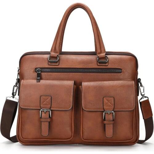 New Men 15 Inches Briefcases Bags Zipper Handbag Men Business Polyester Two Silt Pocket Soft Handle