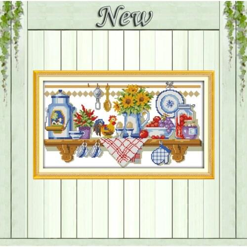 The kitchen corner fruit Paintings Decor Counted Print on fabric DMC 14CT 11CT cross-stitching Needlework Kits Embroidery Sets