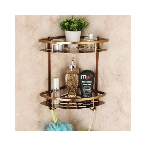 Wall Mounted Antique bronze Alumimun Bathroom Soap Basket Bath Shower Shelf Triangle Basket Holder building materia