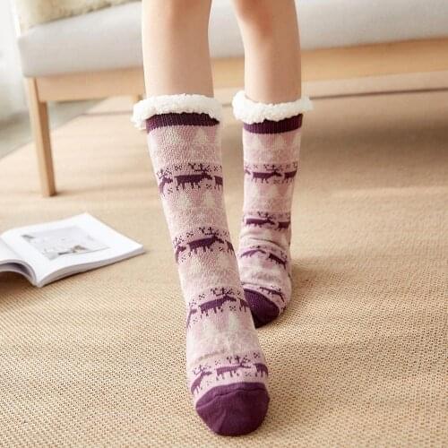 New Hot Christmas Socks Women Winter Warm Cotton Socks Print Thicker Anti-slip Floor Sock Carpet Socks Calcetines Mujer