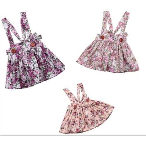 Newborn Toddler Baby Girls Floral Party Princess Bib Strap Skirts Outfits