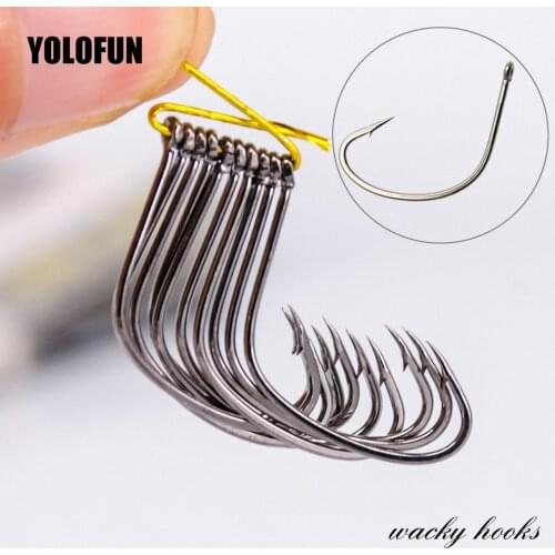 Time Limited 10pcs/lot High Carbon Steel Carp Fishing Hooks Wide Gap Senko Worm Hook For Wacky Rig And Neko Rig