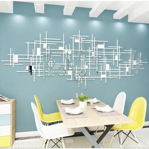 Simple line geometry Mirror Acrylic wall stickers Living room wall decoration Originality 3d DIY Wall stickers Home decor