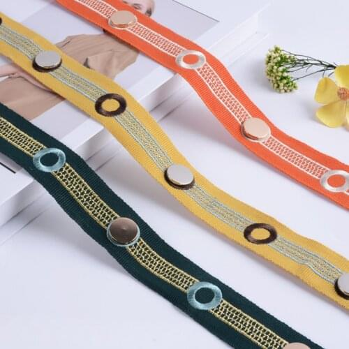 QGVLish 12M/lot 3.5cm Wide Rivet Decor Curtain Lace Trims Belt Ribbons DIY Sewing For Sofa Cushion Lamp Edge Decor Lace Trim