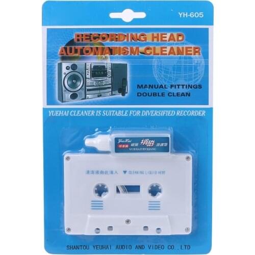 -Audio Tape Cassette Head Cleaner Demagnetizer w/ 1 Cleaning Fluids Care Wet