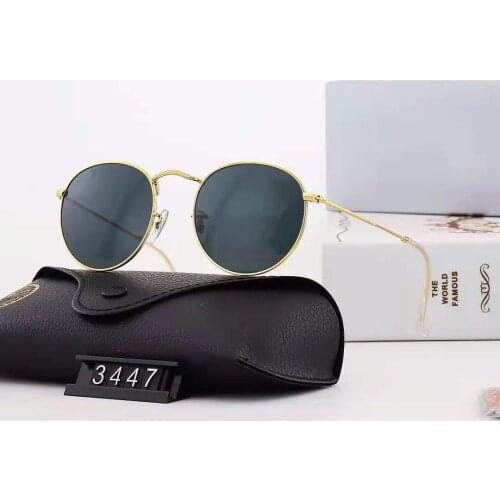Luxury Brand Designer Round Sunglasses Women Men Alloy Metal Frame Polaroid HD Tempered Glass Lens Retro Glasses Oculos De Sol