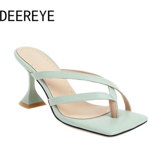 Luxury Womens Flip-Flops Sexy Two Straps High Heel Mules Slippers Shoes On Wine Glass Heeled Sandals For Summer Party