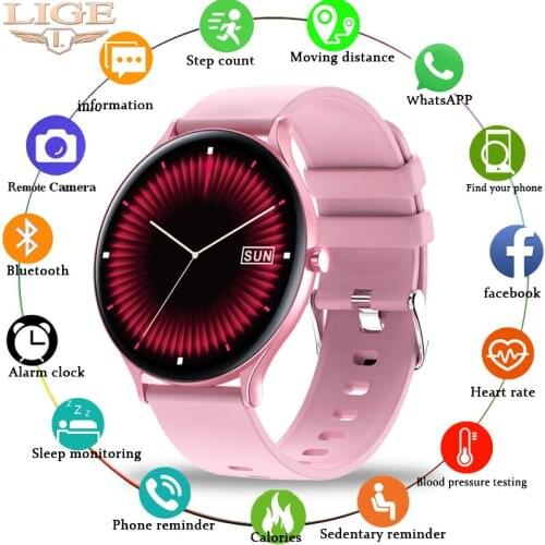 LIGE Woman Smart Watch Women smartwatch Men Waterproof Fitness Tracker 9.0mm ultra-thin body Heart Rate Blood Pressure Monitor