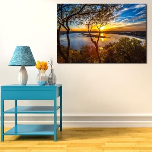 Texas Nature River Sunset Landscape Wallpaper Canvas Painting Print Living Room Home Decor Modern Wall Art Oil Painting Poster