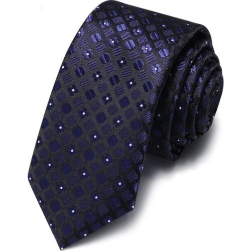Top Quality Business Formal Dark Blue Poker Plaid Ties for Men 5.5cm Slim Necktie Designer Brand Narrow Mens Ties with Gift Box
