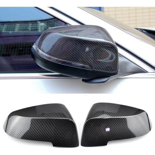 2pcs Replacement Shell Rearview Side Carbon Fiber Pattern Mirror Cover Caps for BMW F10 F11 F18 F07 F06 F12 F13 F01 F02 2013-17
