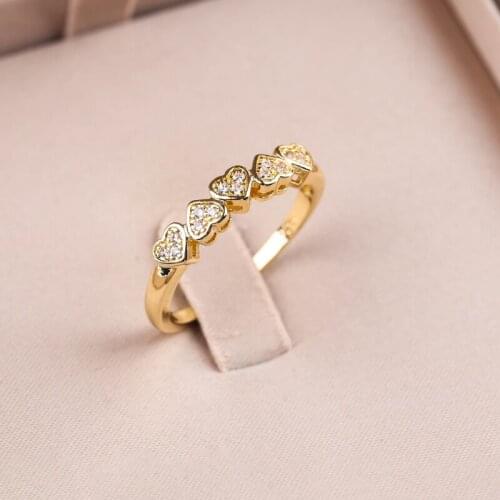 2021 Trend Heart Gold Rings Cute Cubic Zirconia Love Engagement Rings for Women Party Wedding Gift Sweet Fashion Jewelry