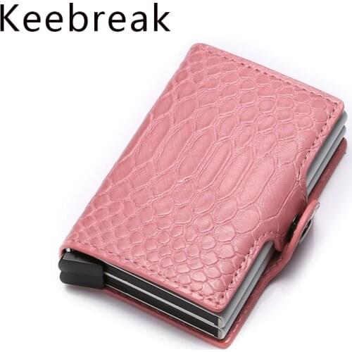 Women Anti Rfid id Credit Card Holder Case Wallet Crocodile Business Bank Card Holder Bag Pink Creditcard Visit Cardholder Cart