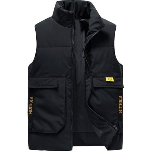 New Winter Men Waistcoat Coat Warm Sleeveless Jacket Casual Vest Coat Stand Collar Thick Outwear
