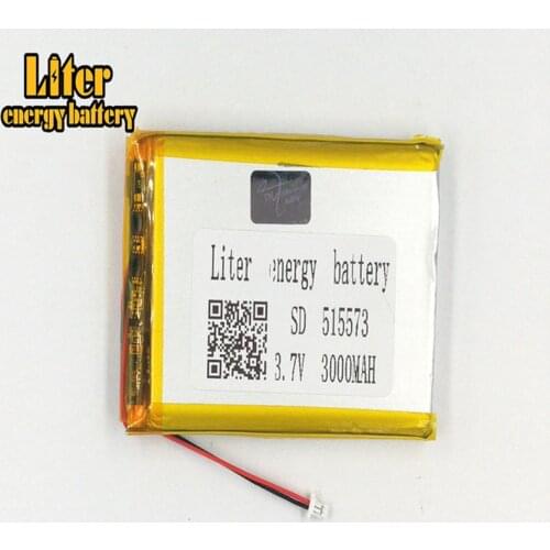 1.0MM 2pin connector 3.7V 515573 3000mah Rechargeable lipo battery e-books GPS PDA MP4 MP5 li ion polymer lithium battery