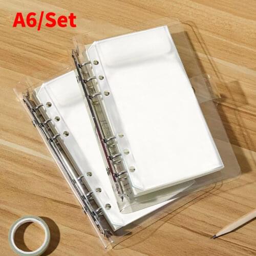10pcs/Set A6 Transparent Storage Bill Filing Holder Bags PVC Notebook Accessory Sheet Shell 6Holes Soft Binder Folder File Cover