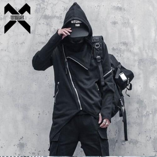 11 BYBBS DARK Techwear Harajuku Hoodies Men 2021 Zipper Design Irregular Hem Coat Hip Hop Streetwear Sweatshirts WB193