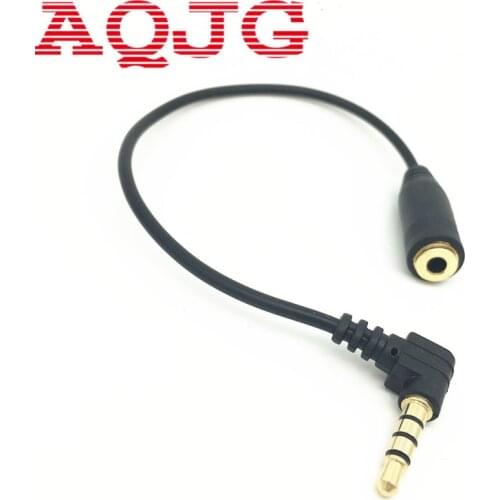 15cm 90 Degree Right Angled 3 5mm 4Pole Audio Stereo Male to Female Extension Cable AQJG