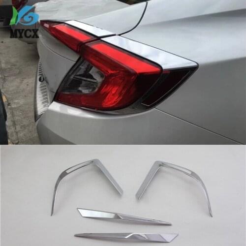 2 Color For Choice For Honda Civic 2016 2017 2018 Sedan ABS Chrome Rear Tail Lights Eyelid Eyebrow Decoration Frame Cover Tri