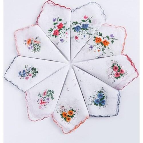 3PCS Handkerchief Double Cotton Embroidery Printed Handkerchief Bandana Scarf
