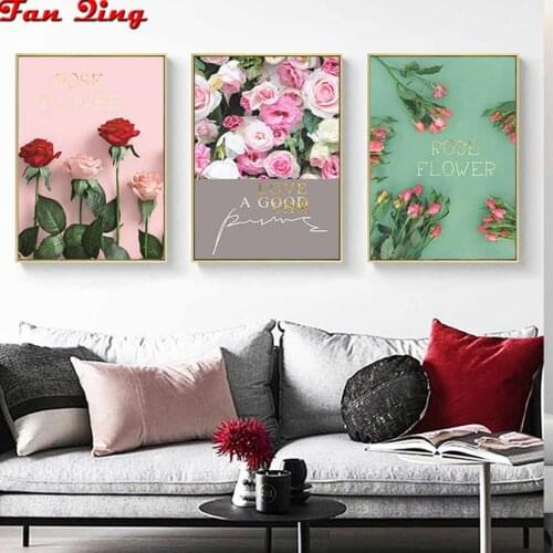 3 pcs Full Square/Round Drill 5D DIY Diamond Painting "Rose flower" Multi-picture Combination Diamond Embroidery 5D Decor