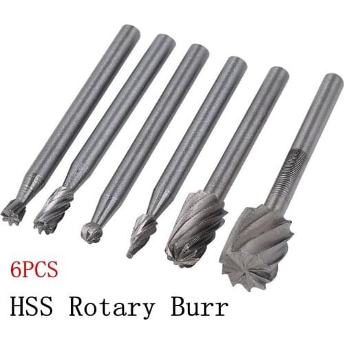 6PCS HSS Rotary Multi Tool Burr Routing Router Bit Mill Attachment Compatible for Dremel Electrical