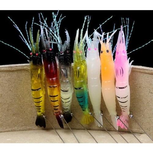 9.5cm 6g Luminous Shrimp Silicon Soft Artificial Bait With Hooks Swivels Anzois Para Pesca Sabiki Rigs Fishing Tackle