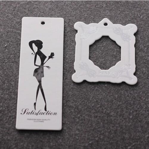 Free shipping 300g paper hang tags die cut custom printing hang tag labels paper tag white price hang tag