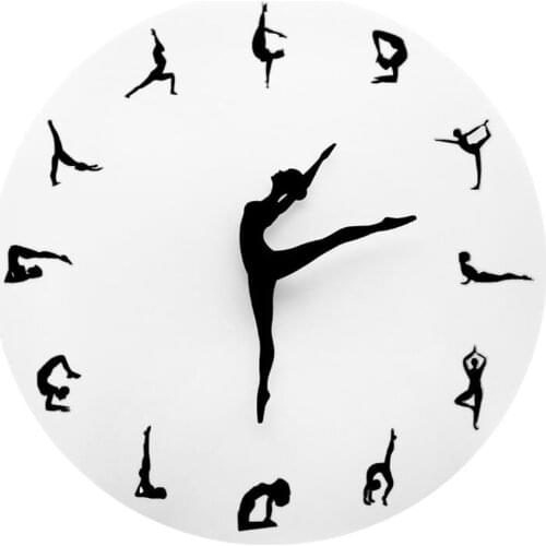 Creative Yoga Postures Wall Clock GYM Fitness Flexible Girl Silent Modern Clock Watch Home Decor Meditation Decor
